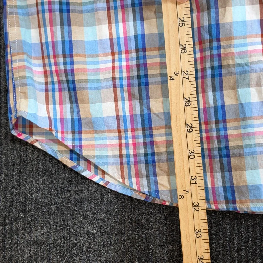 Peter Millar Plaid Button Down Mens Large Multi Color Excellent Hidden Collar